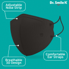 Dr. Smile K Protective Face Mask Black Large